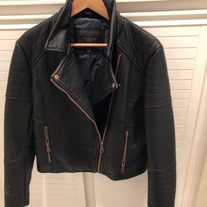 Poly Leather Jacket with Rose Gold Zippers
